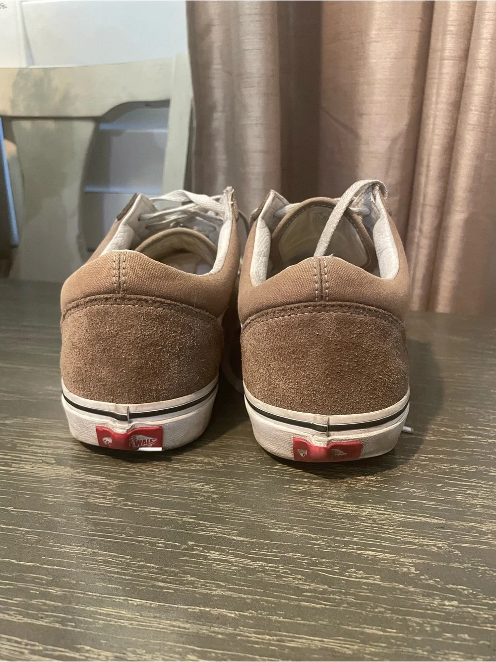 Vans Suede Low-Top Sneakers in Light Brown tan with White Stripe